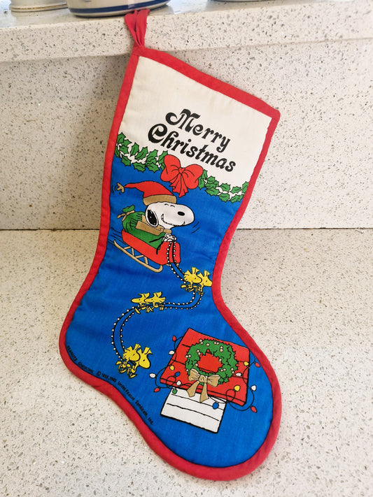 Vintage SNOOPY Christmas Stocking, Vintage SNoopy, Peanuts, 1980s