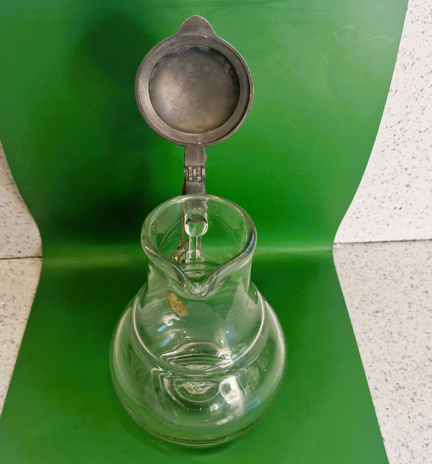 Vintage Whiskey Water Jug, Pewter Top, Water Jug, Whiskey Water Jug, Serie, Original, German, Waldglas, Pewter Pitcher: