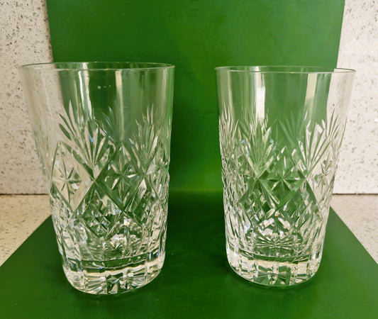 Vintage Royal Brierley Crystal Highball Glasses - Made in England - Set of 2
