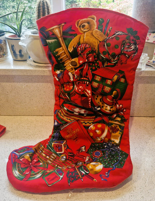 Vintage Christmas Stocking, Vintage, Handmade Christmas Stocking,  Christmas, Xmas, Stocking, Kitsch, Quirky, Santa, Father Christmas