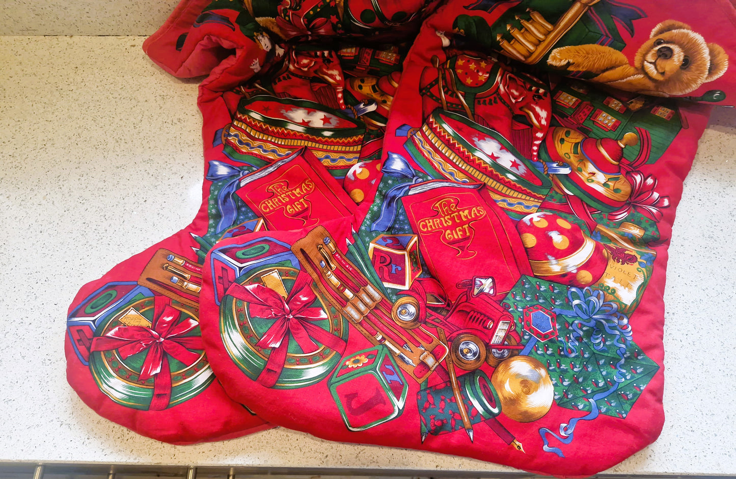 Vintage Christmas Stocking, Vintage, Handmade Christmas Stocking,  Christmas, Xmas, Stocking, Kitsch, Quirky, Santa, Father Christmas