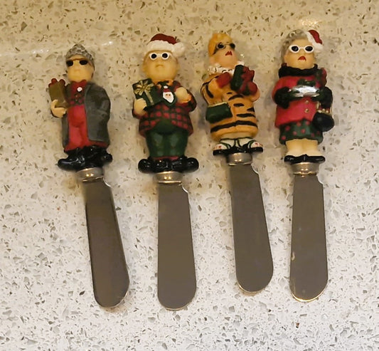 Vintage Christmas Folk Butter spreaders, Boston Warehouse, Xmas, Chrstmas dinner table