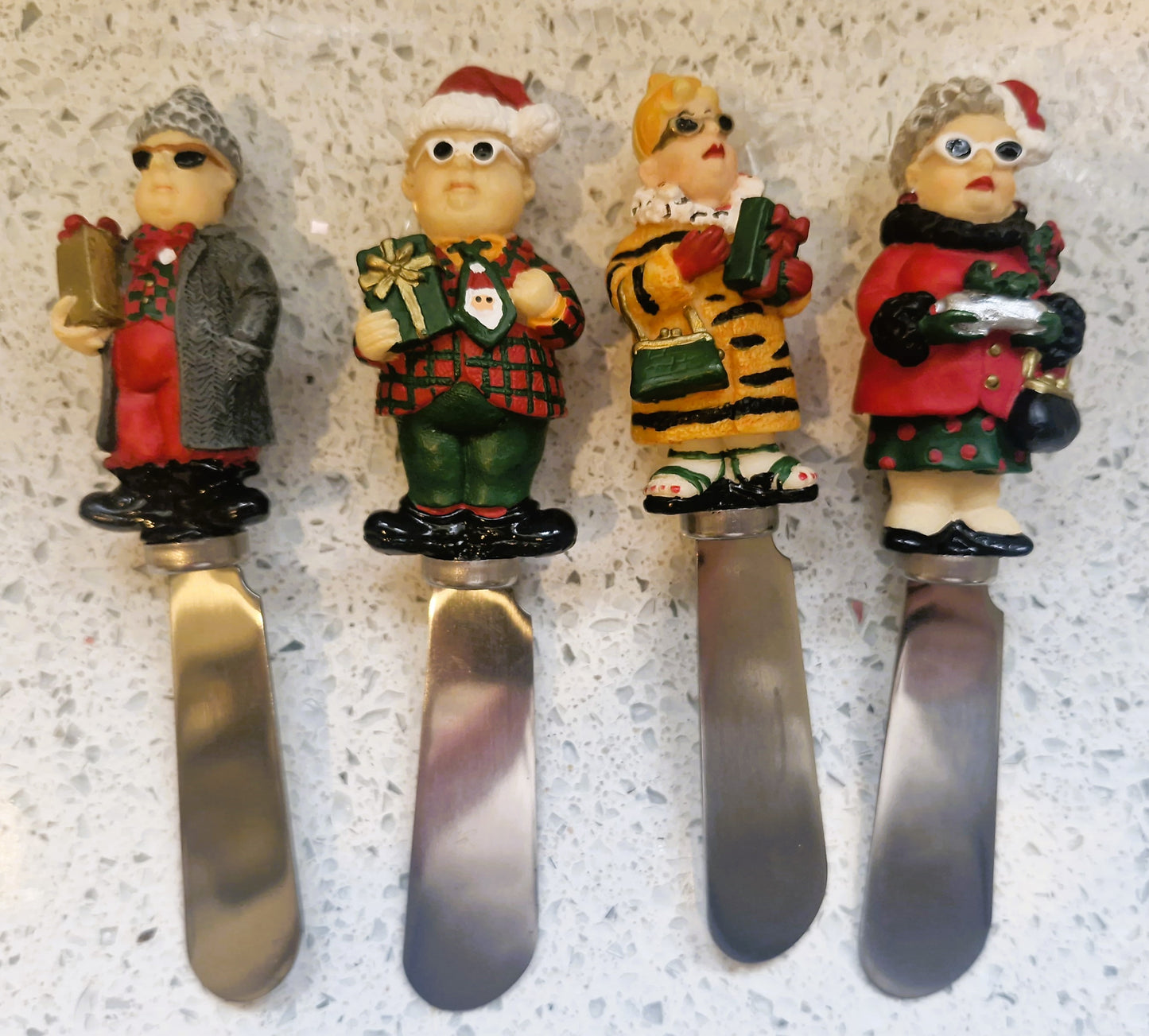 Vintage Christmas Folk Butter spreaders, Boston Warehouse, Xmas, Chrstmas dinner table