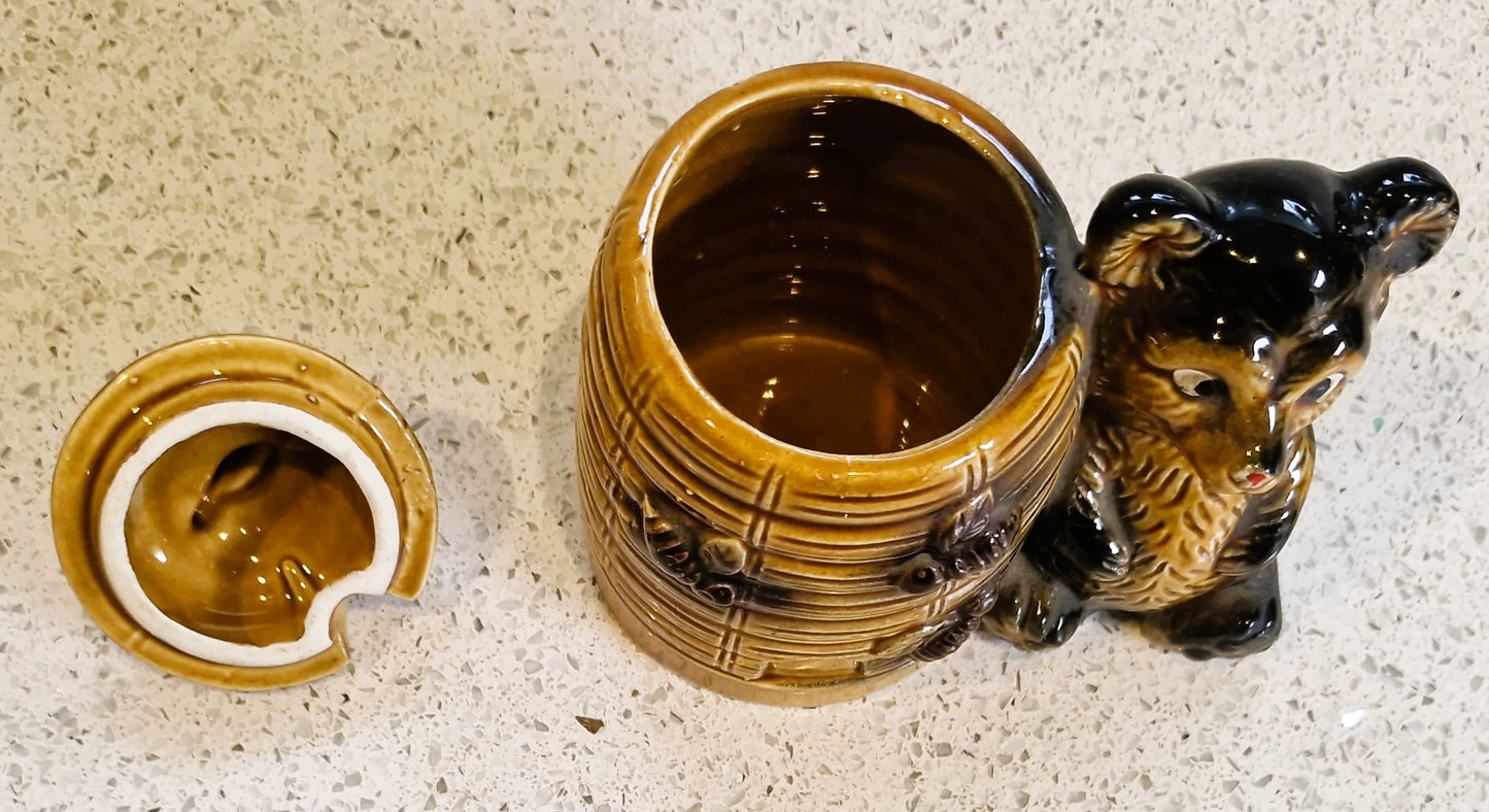 Vintage Honey Bear Honey Pot, with Bees, Honey Miel, Mid century, Honey Pot, Bee Hive , Honey Bear