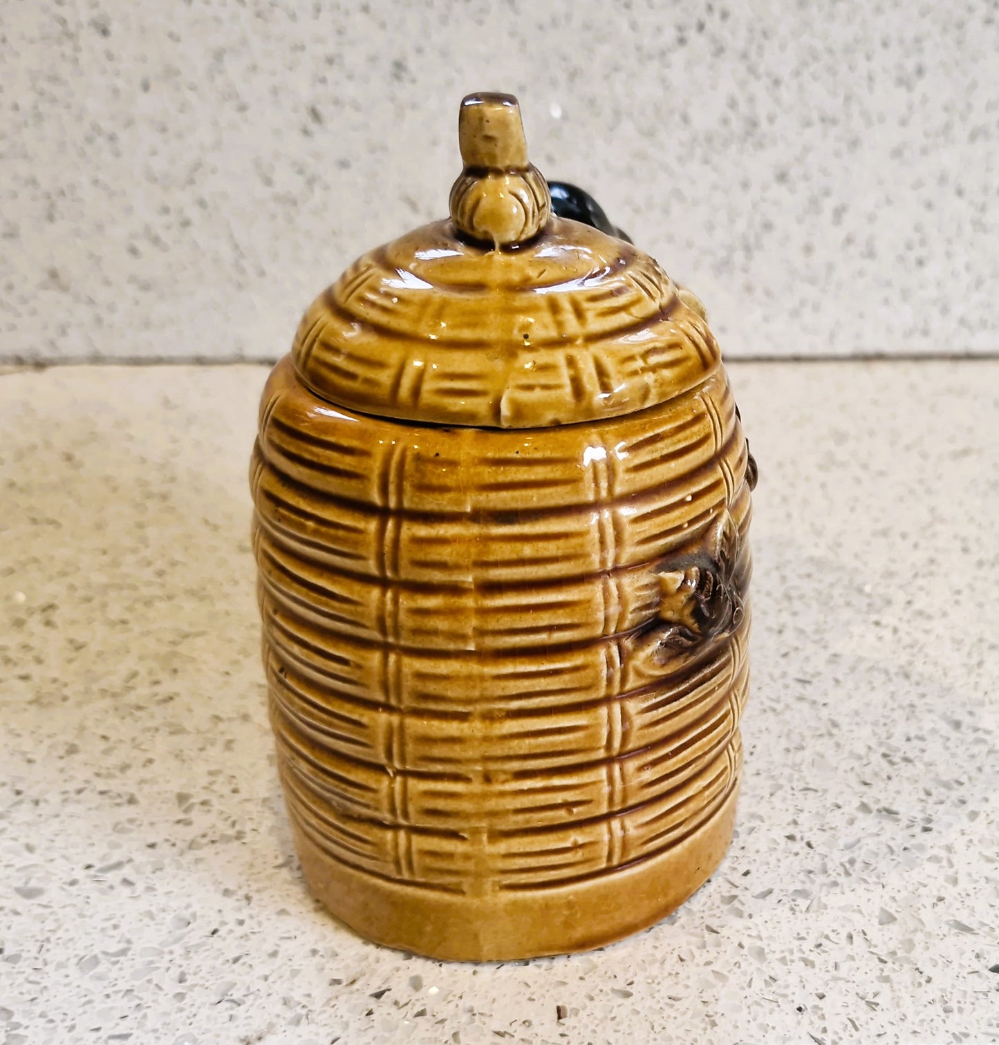 Vintage Honey Bear Honey Pot, with Bees, Honey Miel, Mid century, Honey Pot, Bee Hive , Honey Bear