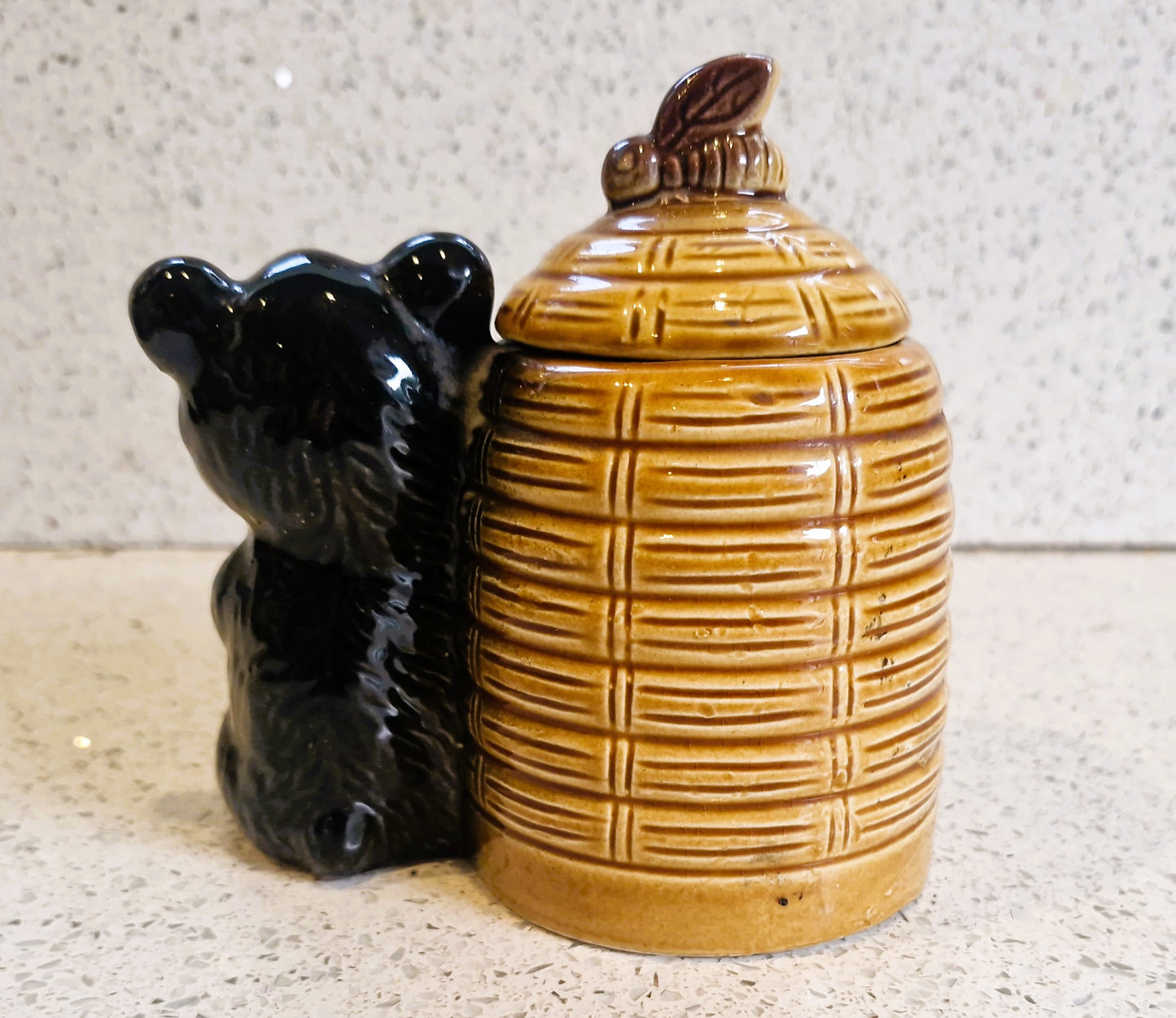 Vintage Honey Bear Honey Pot, with Bees, Honey Miel, Mid century, Honey Pot, Bee Hive , Honey Bear