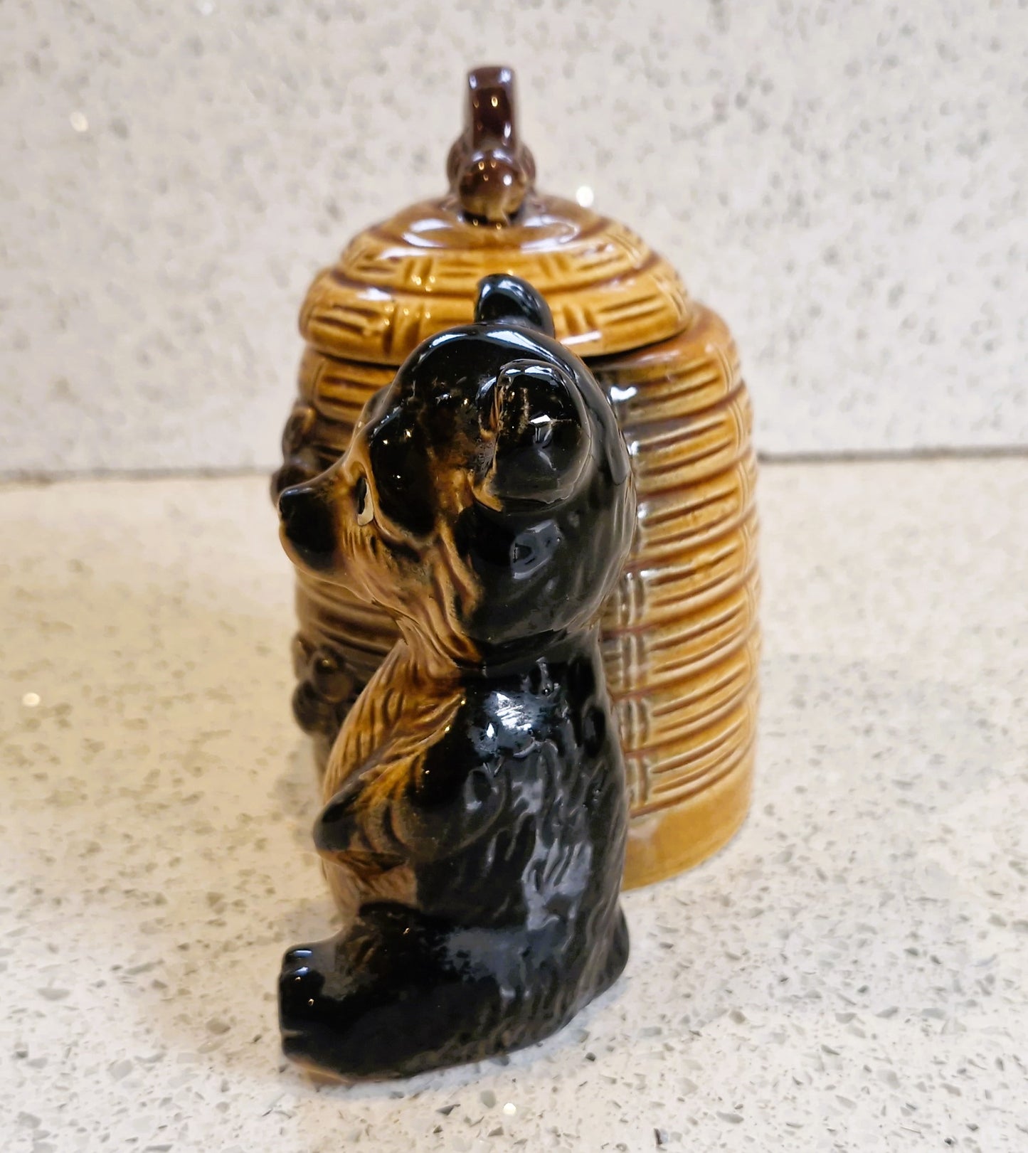 Vintage Honey Bear Honey Pot, with Bees, Honey Miel, Mid century, Honey Pot, Bee Hive , Honey Bear