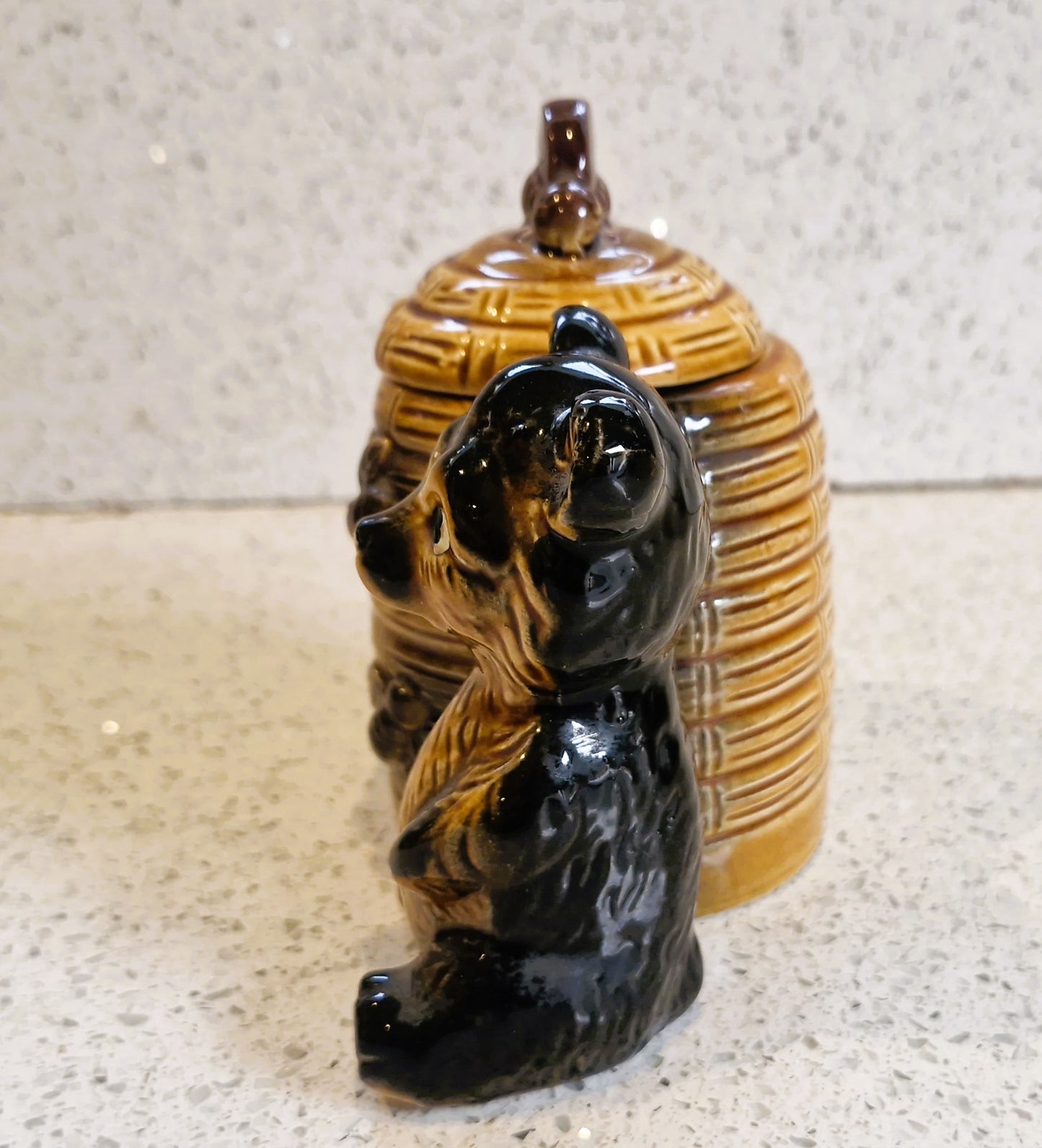 Vintage Honey Bear Honey Pot, with Bees, Honey Miel, Mid century, Honey Pot, Bee Hive , Honey Bear