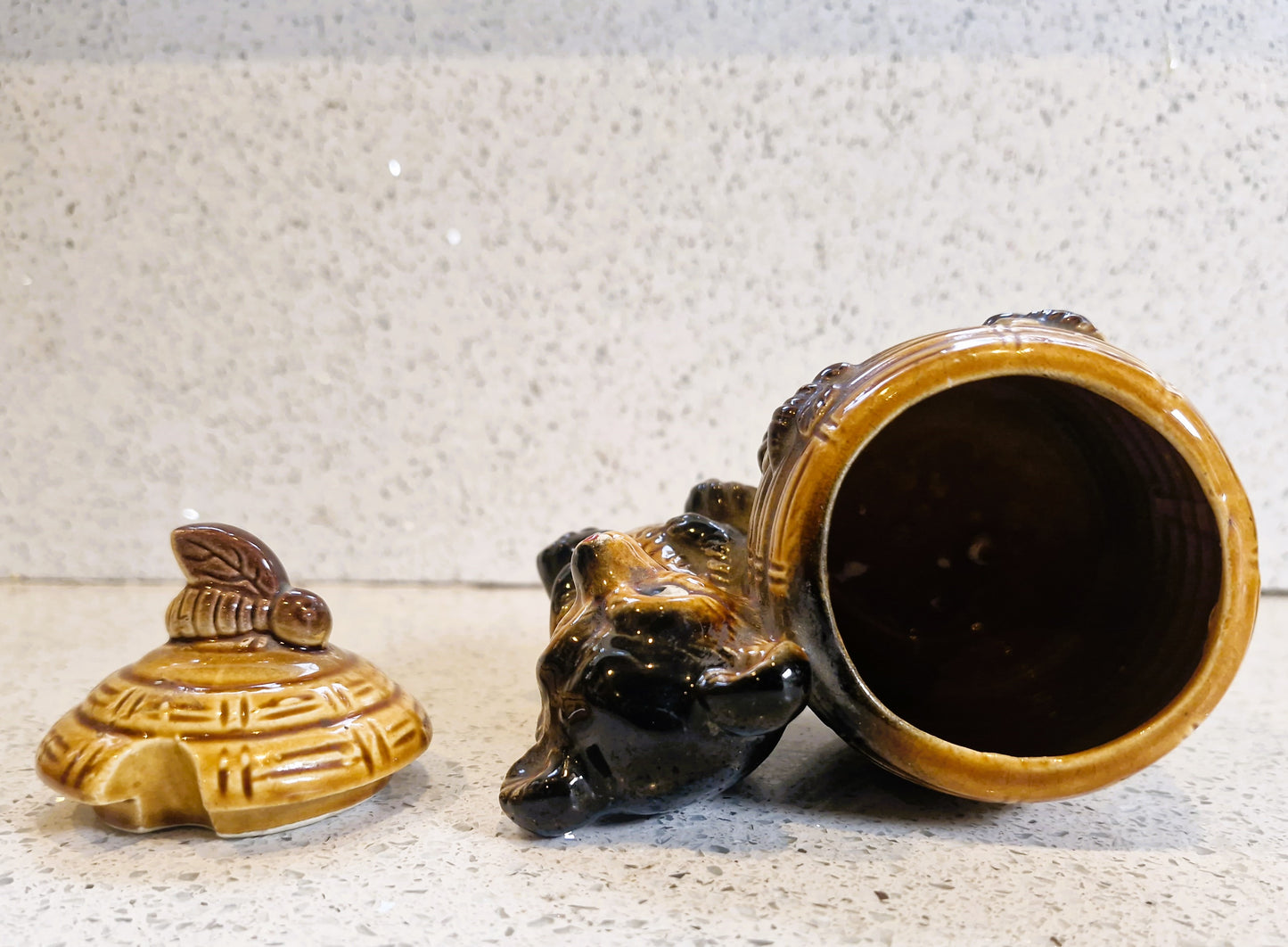 Vintage Honey Bear Honey Pot, with Bees, Honey Miel, Mid century, Honey Pot, Bee Hive , Honey Bear