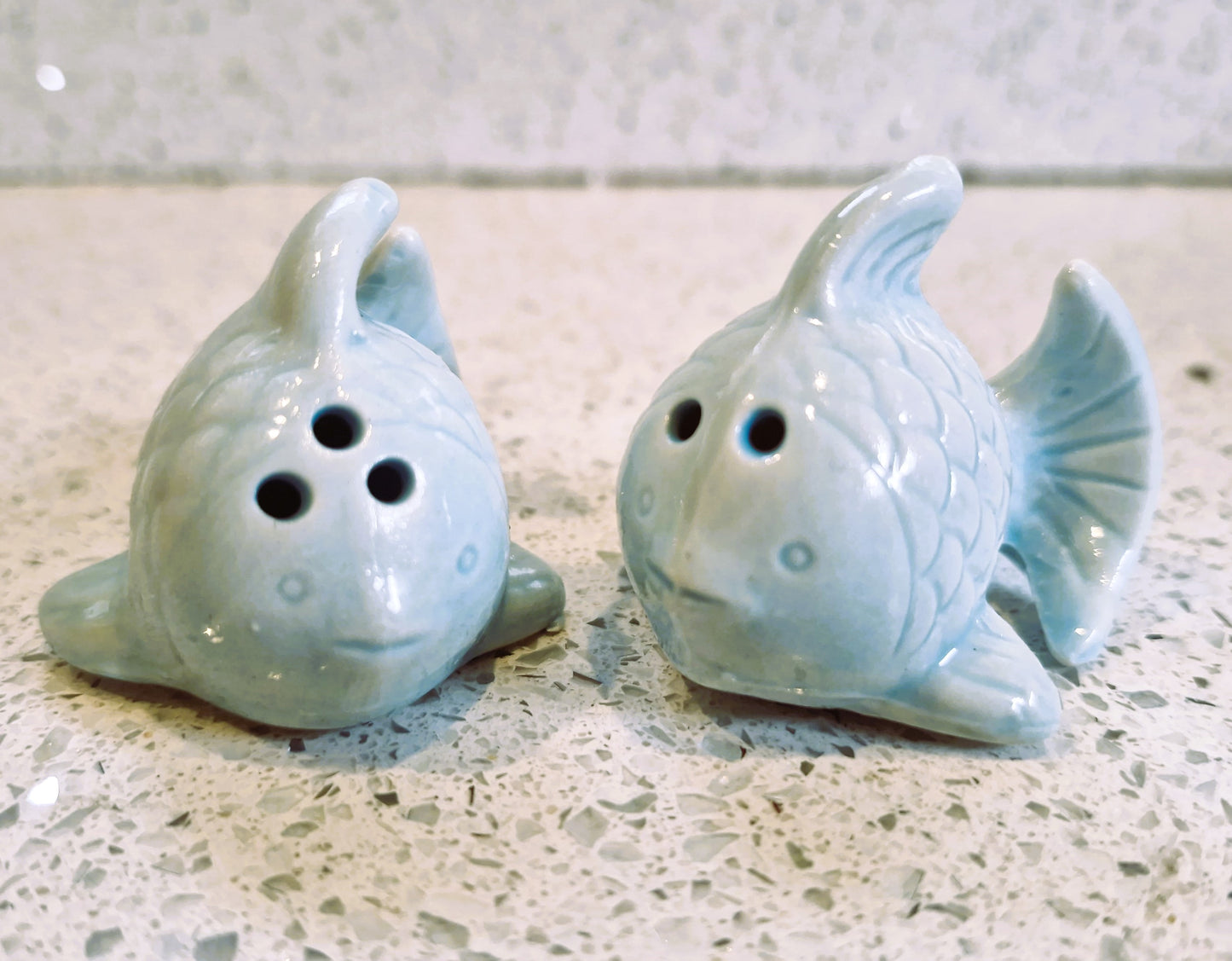 Vintage Ceramic Fish Salt and Pepper Shakers: Quirky Souvenir Set