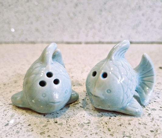 Vintage Ceramic Fish Salt and Pepper Shakers: Quirky Souvenir Set