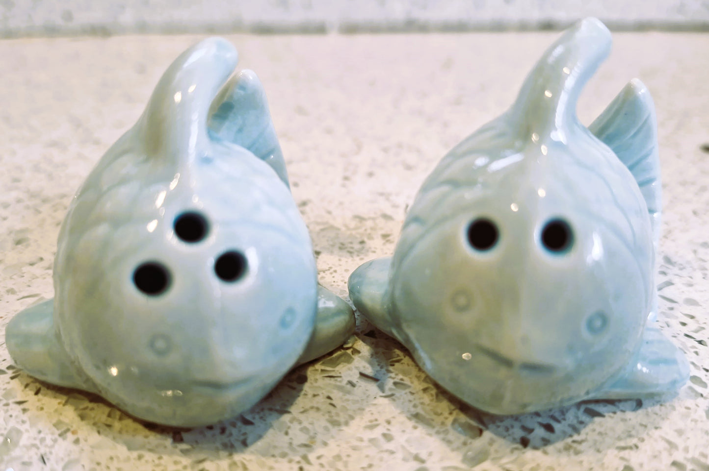Vintage Ceramic Fish Salt and Pepper Shakers: Quirky Souvenir Set