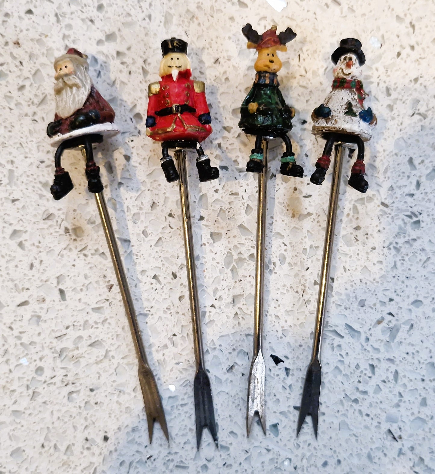 Vintage Christmas Party Picks, Xmas, Christas, Vintage Christmas Decorations, Cocktail Forks, Pickel Forks