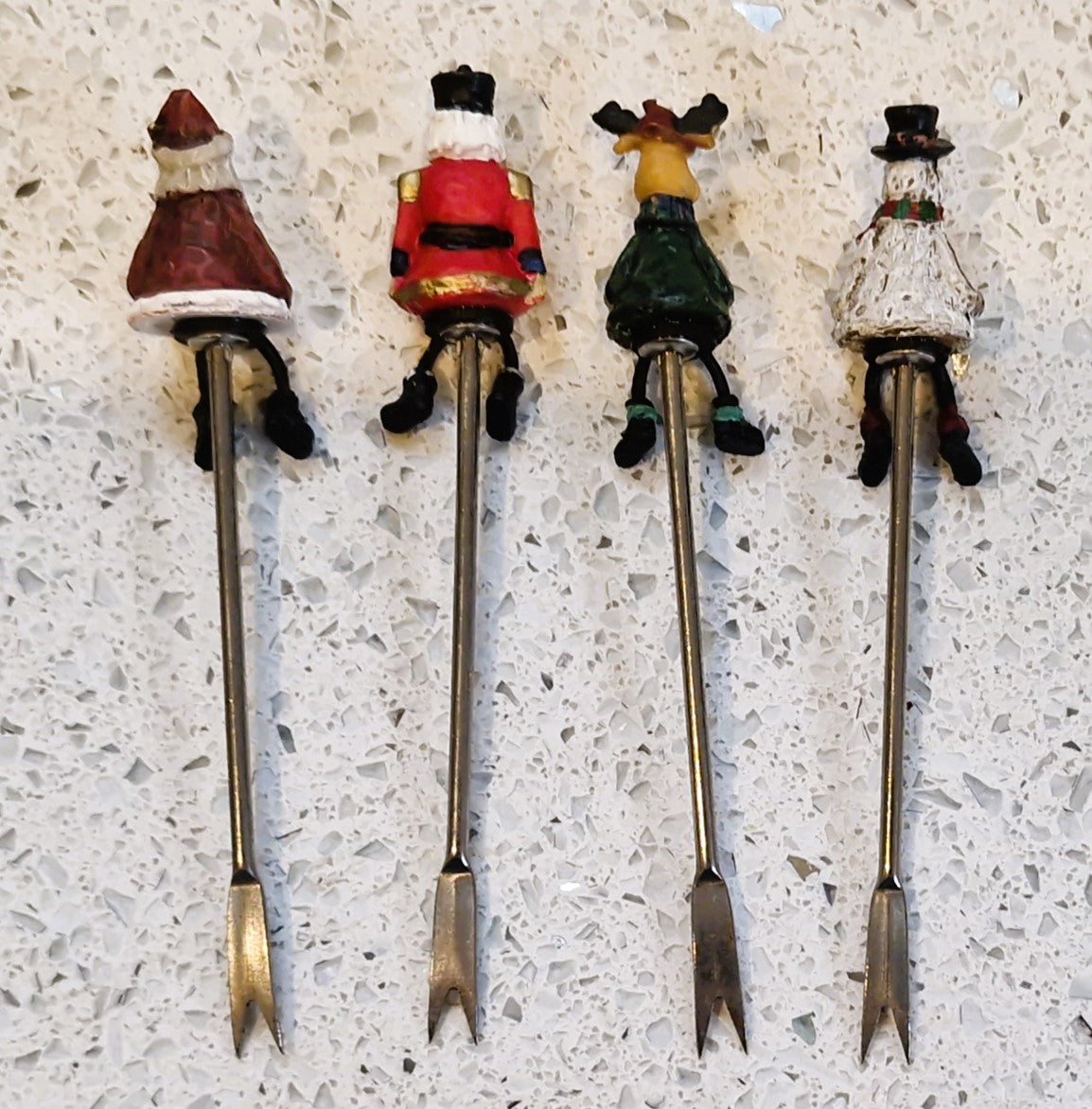 Vintage Christmas Party Picks, Xmas, Christas, Vintage Christmas Decorations, Cocktail Forks, Pickel Forks