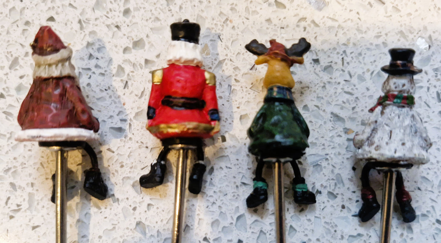 Vintage Christmas Party Picks, Xmas, Christas, Vintage Christmas Decorations, Cocktail Forks, Pickel Forks