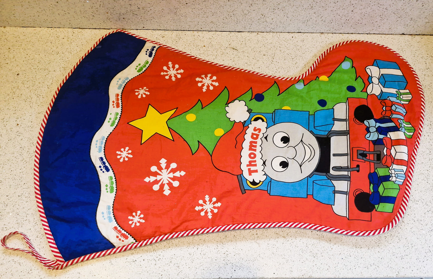 Thomas The Tank Engine Christmas Stocking, Vintage, Handmade Christmas Stocking,  Christmas, Xmas, Stocking, Kitsch, Quirky, Santa, Father Christmas