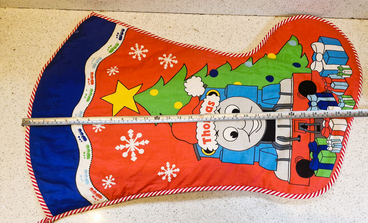 Thomas The Tank Engine Christmas Stocking, Vintage, Handmade Christmas Stocking,  Christmas, Xmas, Stocking, Kitsch, Quirky, Santa, Father Christmas