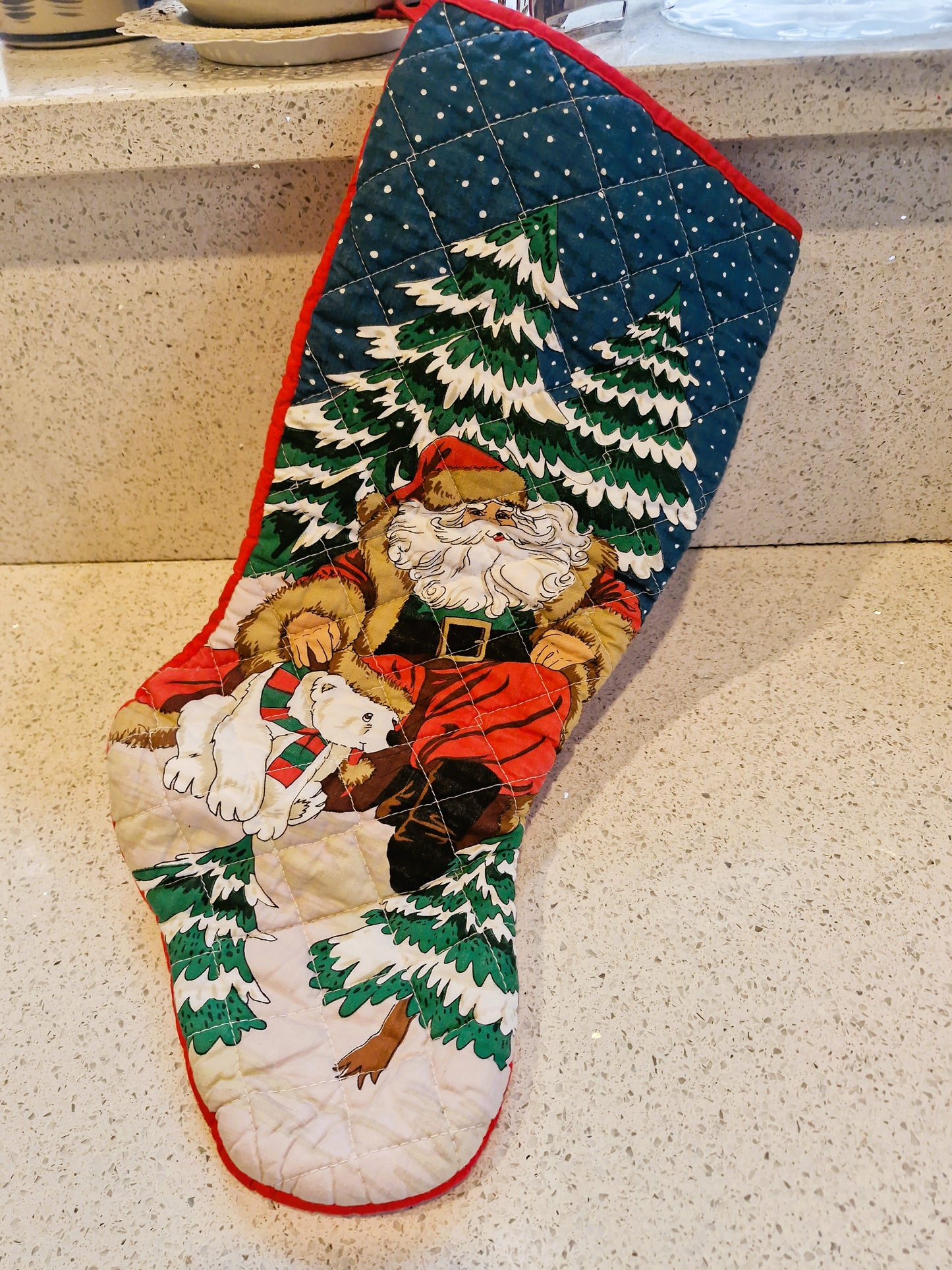 Handmade Christmas Stocking, Vintage Christmas Stocking,  Christmas, Xmas, Stocking, Kitsch, Quirky, Santa, Father Christmas