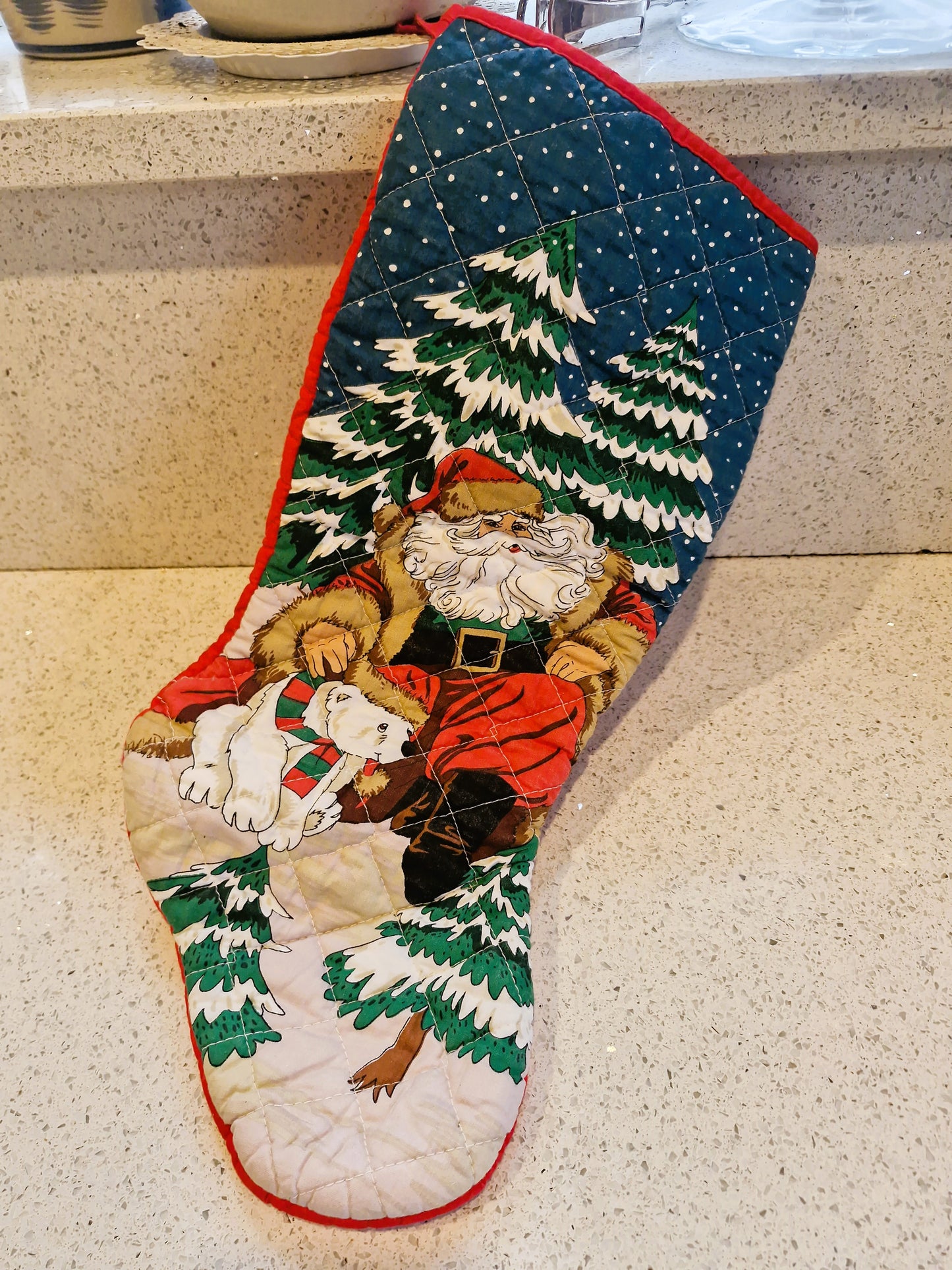 Handmade Christmas Stocking, Vintage Christmas Stocking,  Christmas, Xmas, Stocking, Kitsch, Quirky, Santa, Father Christmas