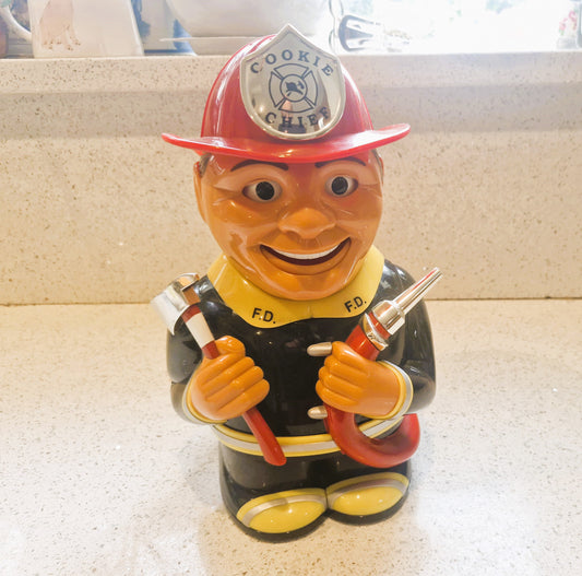 Vintage Animated Talking Fireman Cookie Jar - Fun da Mentals, 2002, Talking Cookie Jar, Gift for fireman