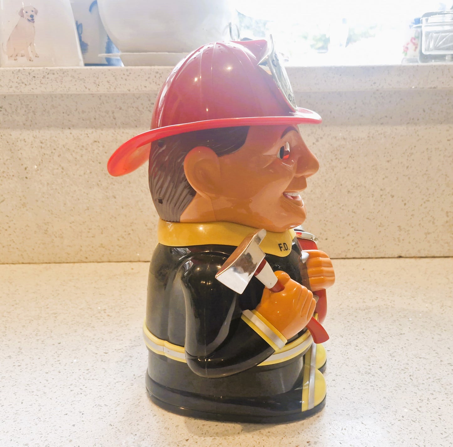 Vintage Animated Talking Fireman Cookie Jar - Fun da Mentals, 2002, Talking Cookie Jar, Gift for fireman