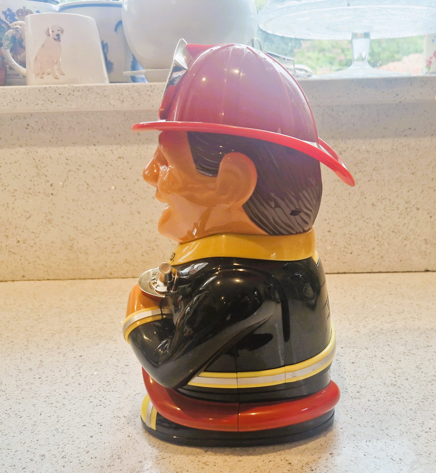Vintage Animated Talking Fireman Cookie Jar - Fun da Mentals, 2002, Talking Cookie Jar, Gift for fireman