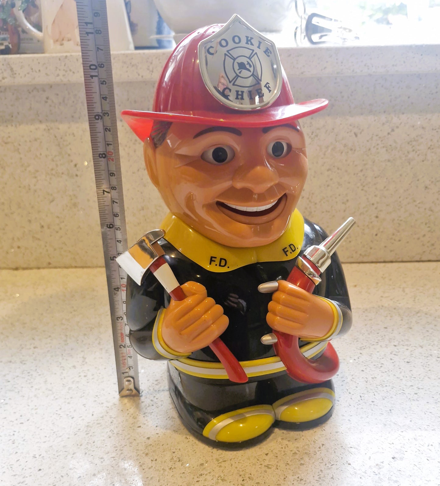 Vintage Animated Talking Fireman Cookie Jar - Fun da Mentals, 2002, Talking Cookie Jar, Gift for fireman