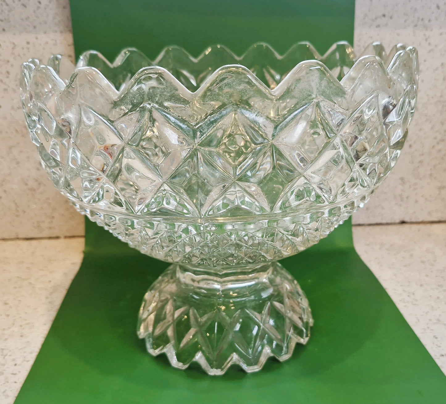 Vintage Cut Crystal Trifle Bowl: Pedestal Fruit Bowl