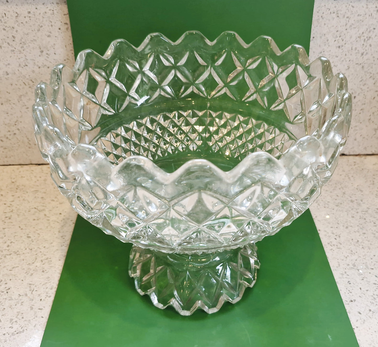 Vintage Cut Crystal Trifle Bowl: Pedestal Fruit Bowl
