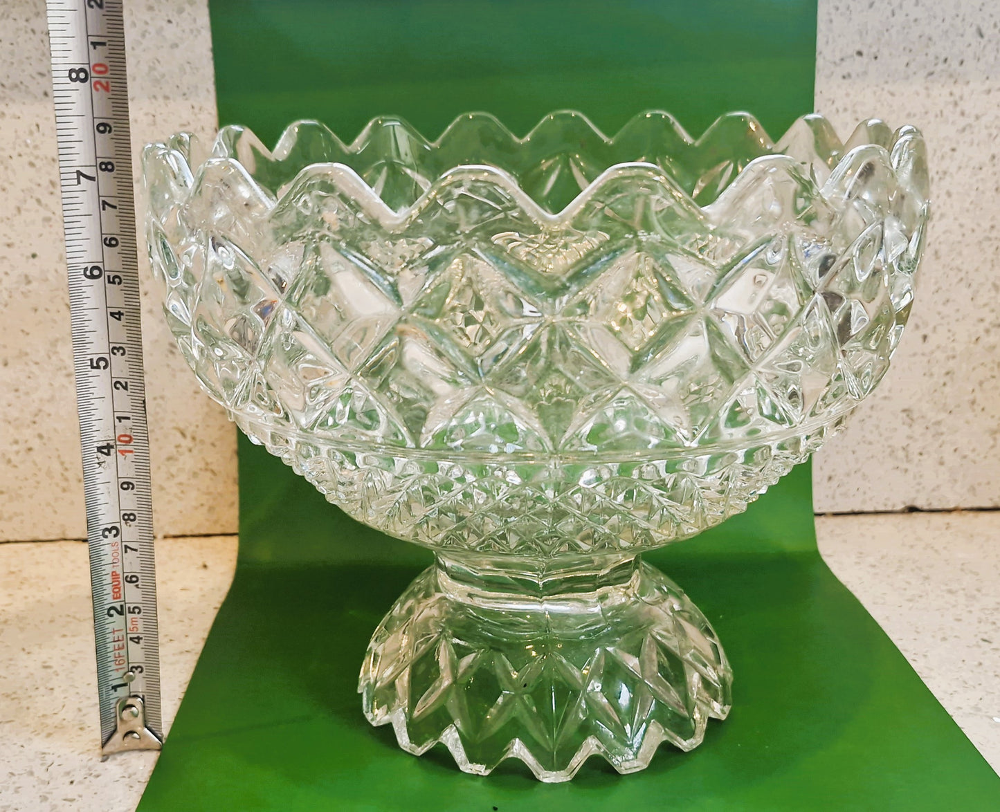 Vintage Cut Crystal Trifle Bowl: Pedestal Fruit Bowl