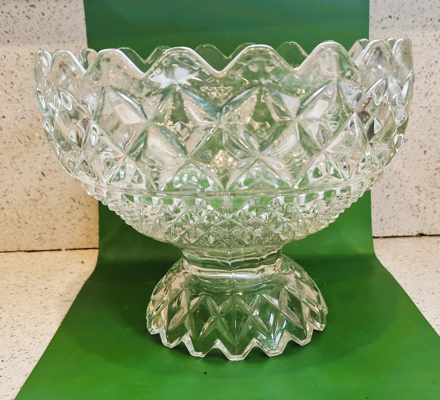Vintage Cut Crystal Trifle Bowl: Pedestal Fruit Bowl