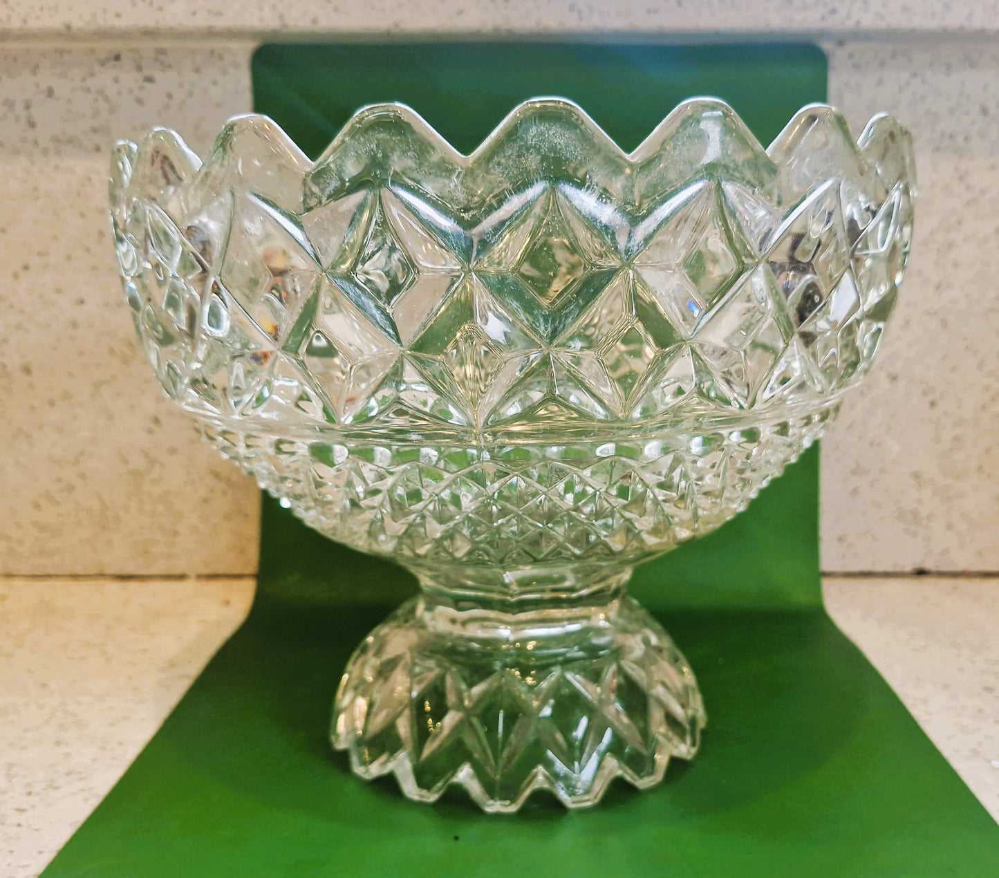 Vintage Cut Crystal Trifle Bowl: Pedestal Fruit Bowl