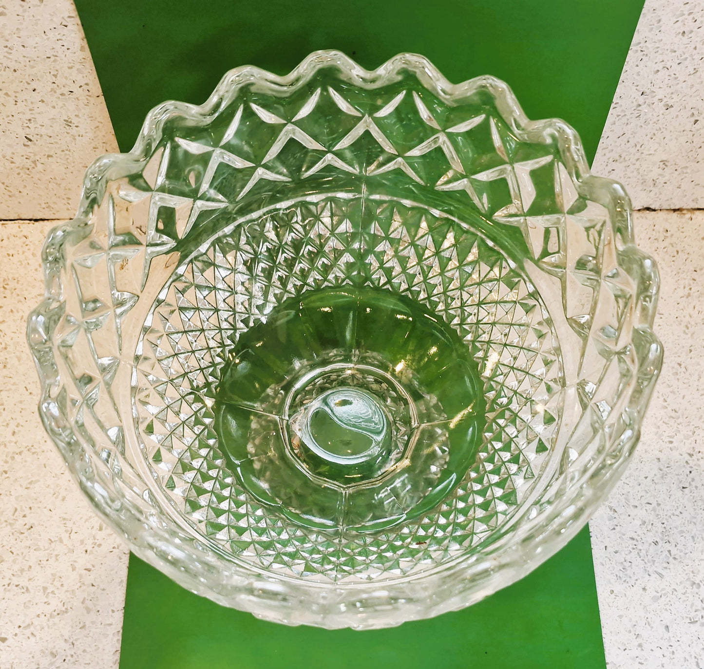 Vintage Cut Crystal Trifle Bowl: Pedestal Fruit Bowl