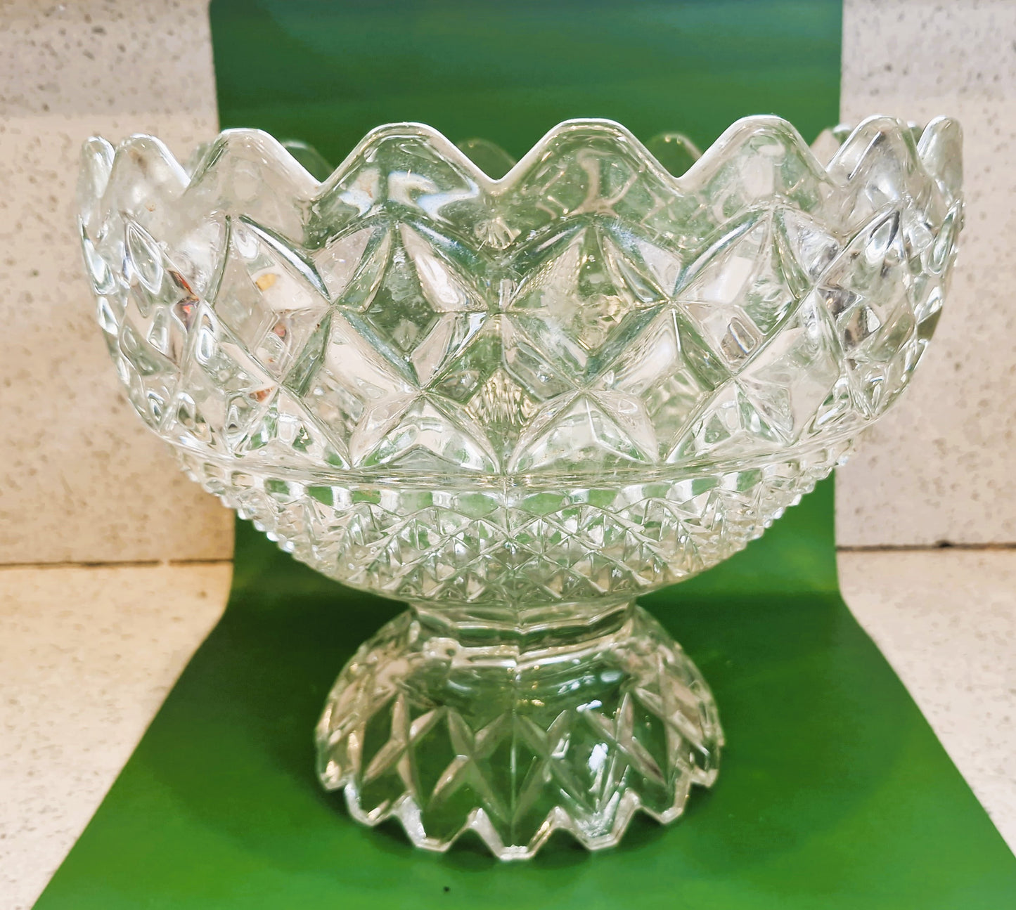 Vintage Cut Crystal Trifle Bowl: Pedestal Fruit Bowl
