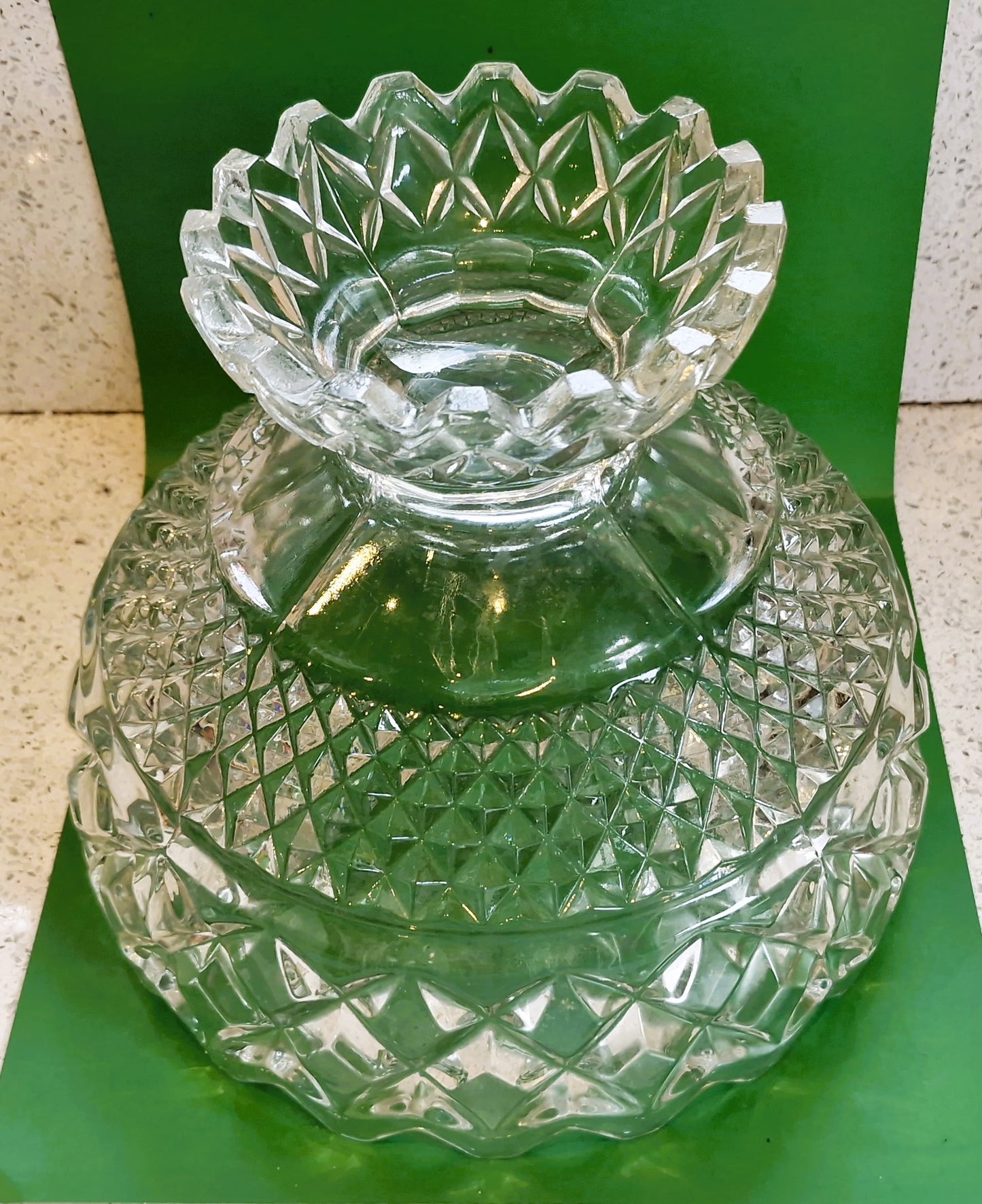 Vintage Cut Crystal Trifle Bowl: Pedestal Fruit Bowl