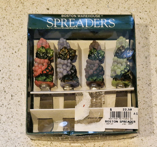 Vintage Grape Butter Spreader: Ceramic Handle, Cheese Board Serving