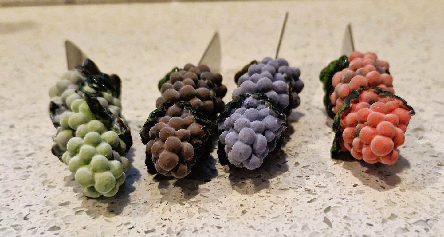 Vintage Grape Butter Spreader: Ceramic Handle, Cheese Board Serving