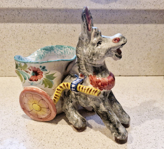 Vintage Donkey Indoor Planter, Plant Pot, Italian Donkey Planter: Hand-Painted Kitsch Decor
