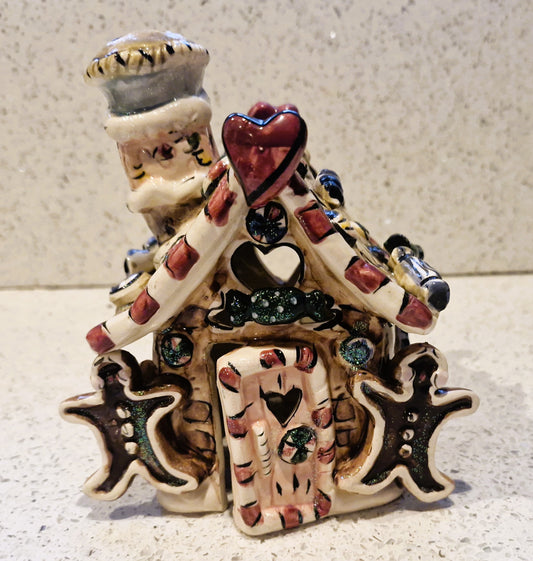 Vintage, Blue Sky Clayworks, Christmas Gingerbread House: 2002, Tea Light holder, Christmas Decoration