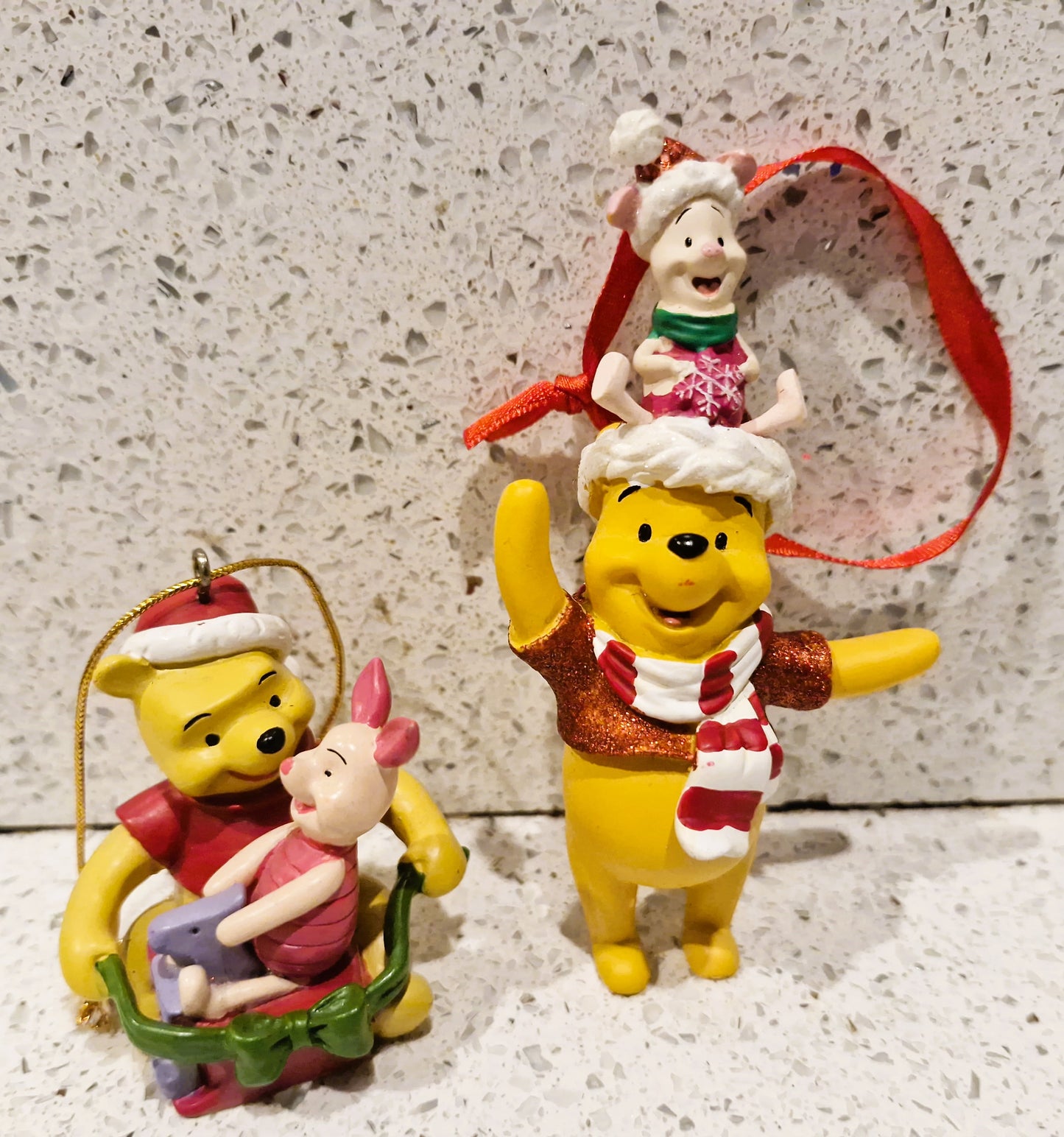Vintage Winnie the Pooh and Piglet Christmas Ornaments