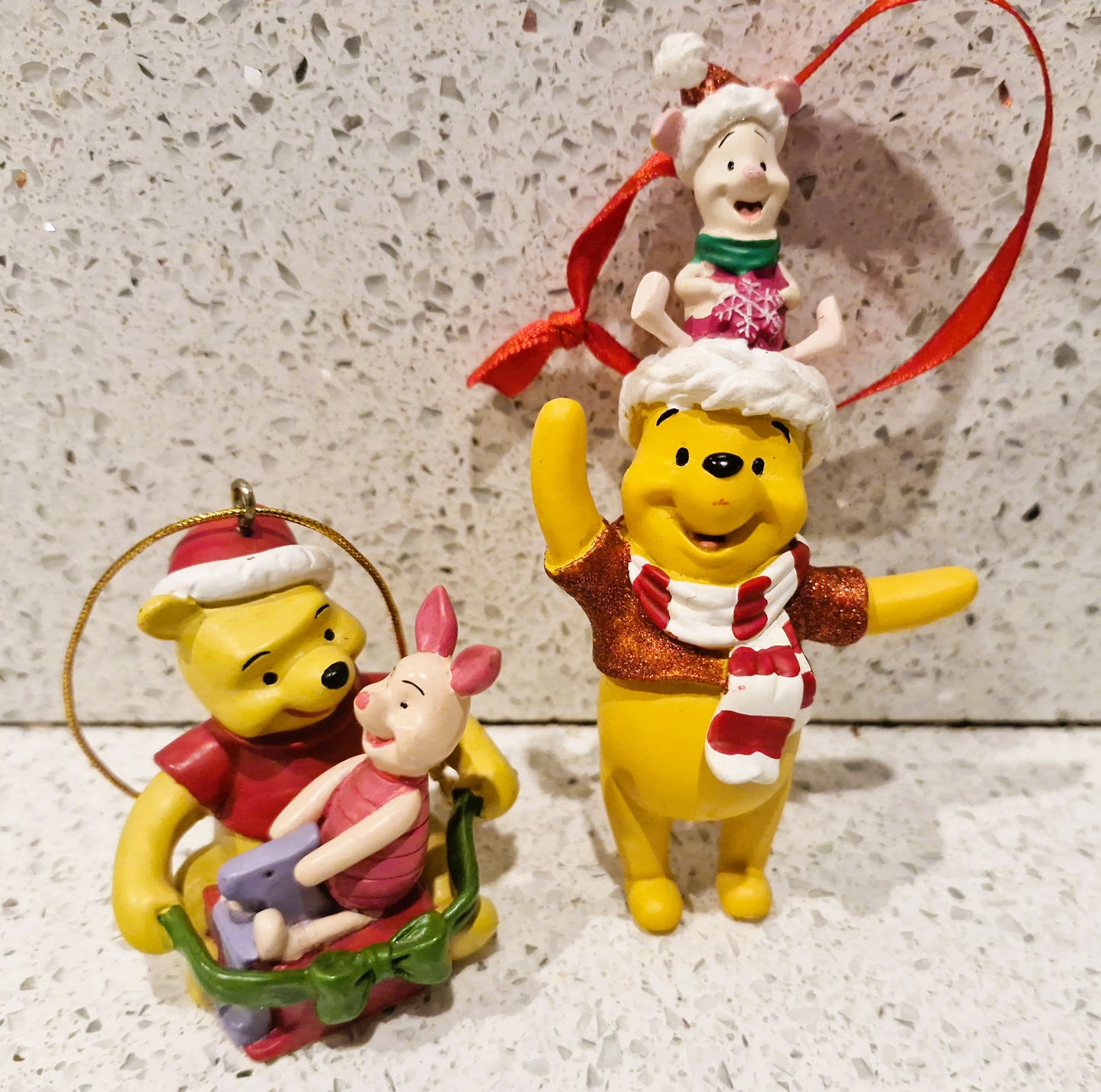 Vintage Winnie the Pooh and Piglet Christmas Ornaments