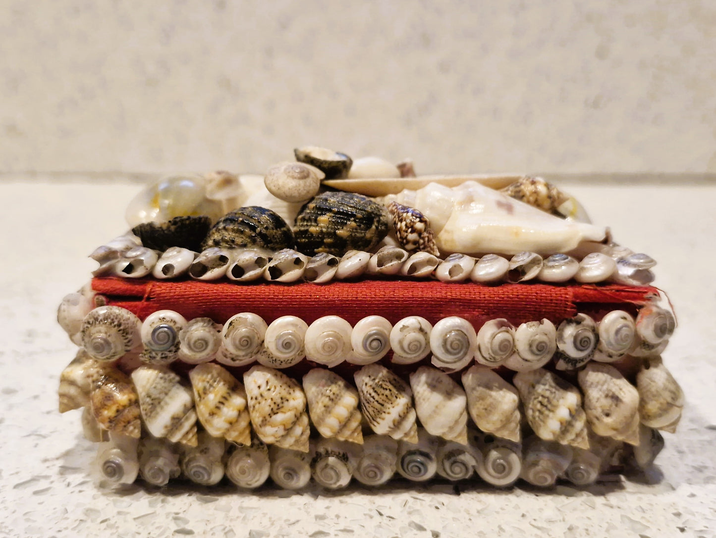 Shell Covered Jewellery Box, Vintage Sea Shell Box, Shell Trinket Box, Sea Shells, small