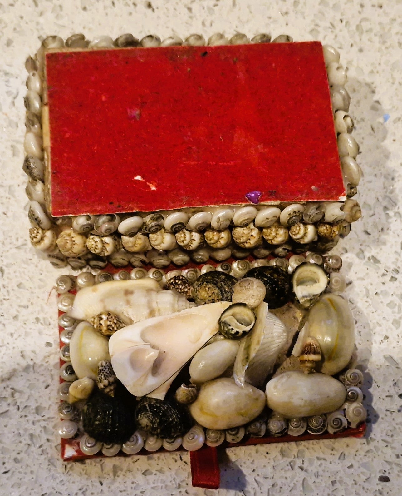 Shell Covered Jewellery Box, Vintage Sea Shell Box, Shell Trinket Box, Sea Shells, small