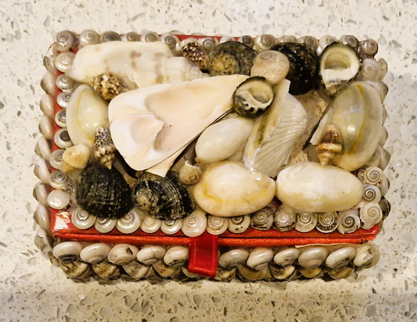 Shell Covered Jewellery Box, Vintage Sea Shell Box, Shell Trinket Box, Sea Shells, small