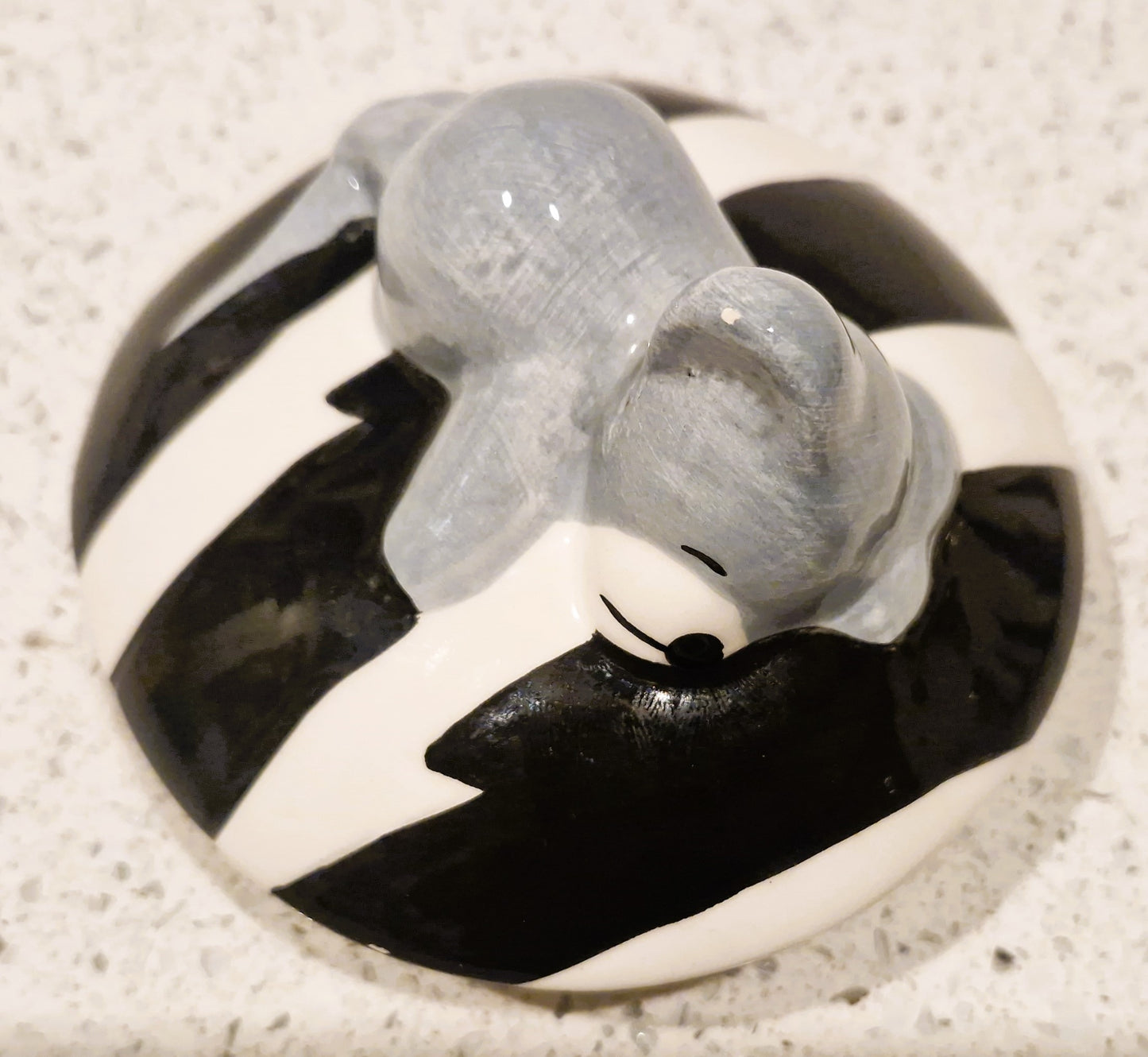 Vintage Kitsch Ceramic Cat Cookie Jar: Black and White