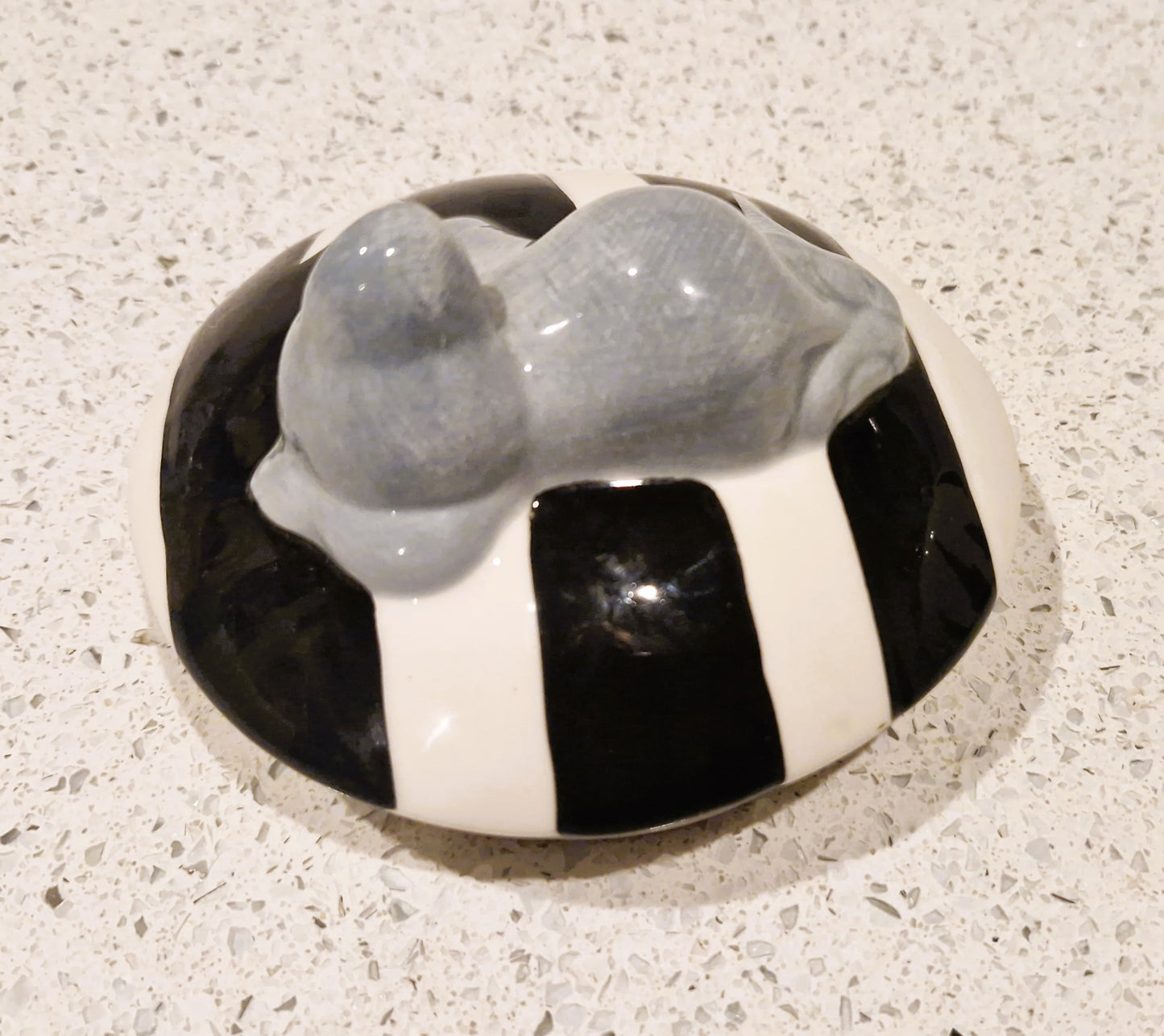 Vintage Kitsch Ceramic Cat Cookie Jar: Black and White