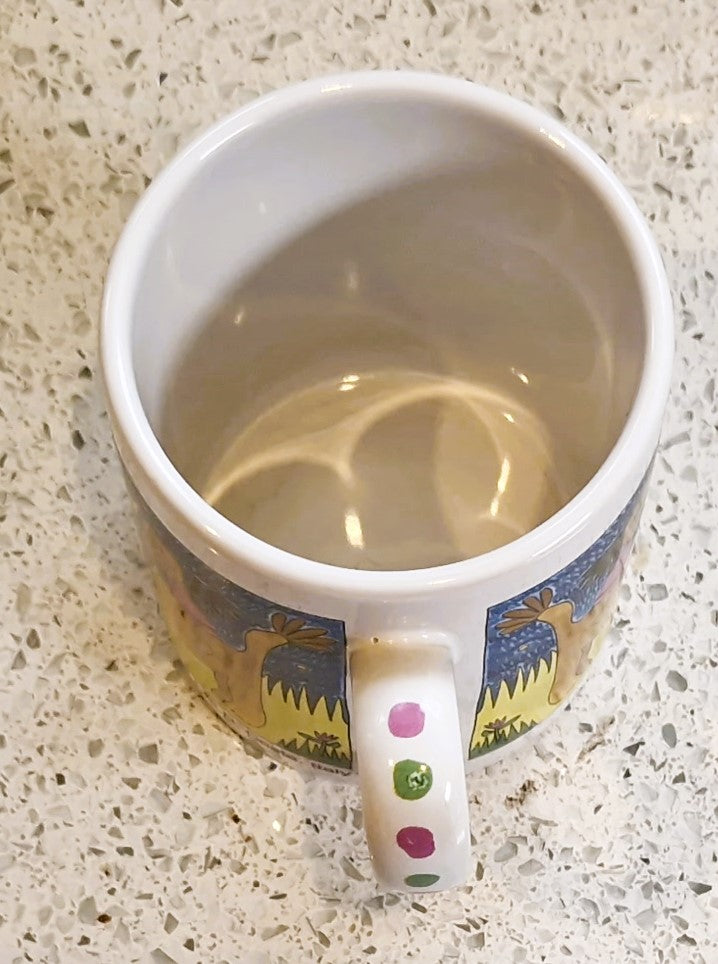 Vintage childrens mug: Lion and Girl, Unicef, N. Costa, Italy