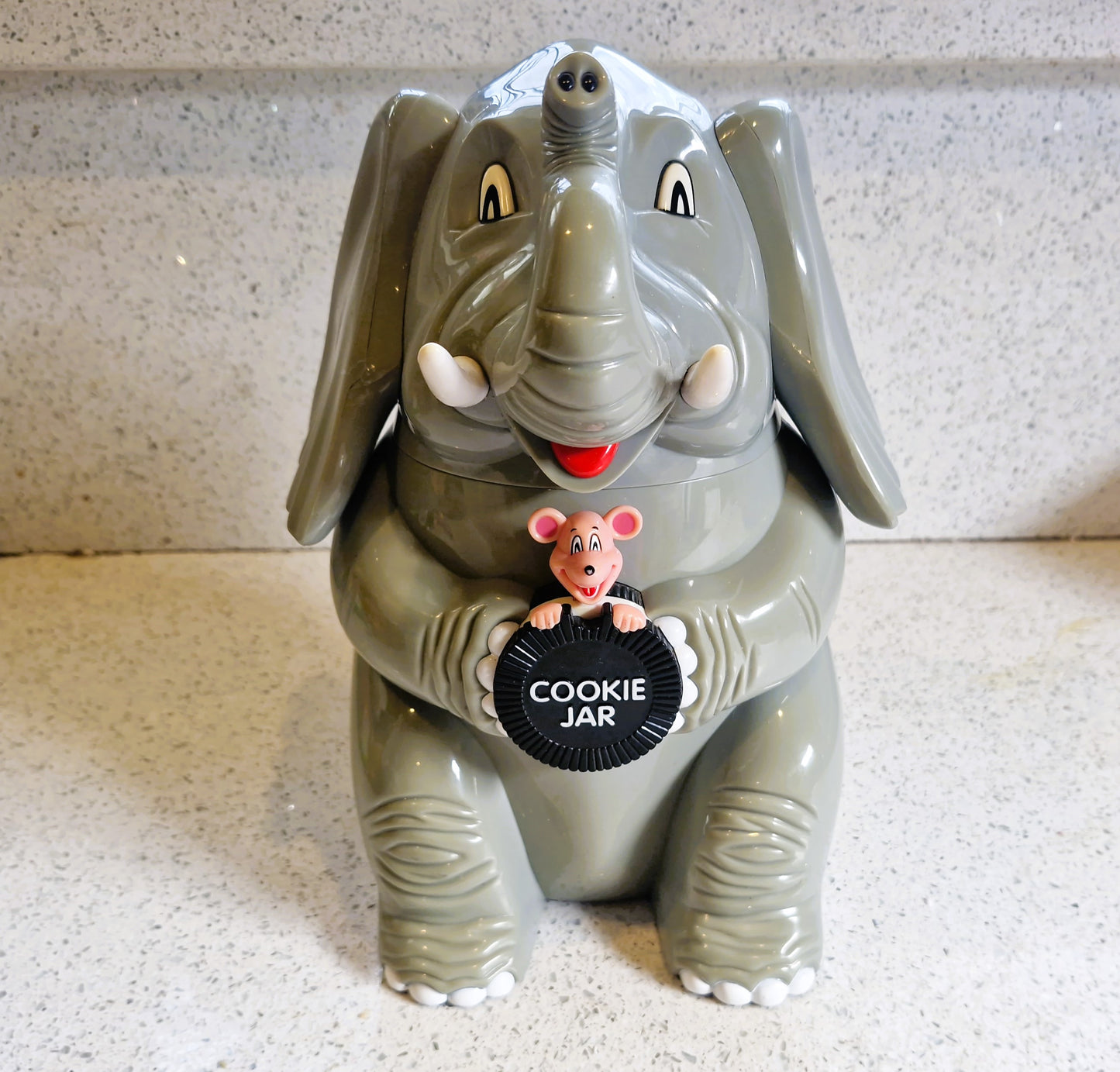 Vintage Elephant and Mouse Cookie Jar: Novelty,10 Inches, Fun da mentals, Talking Cookie Jar, A1 Condition