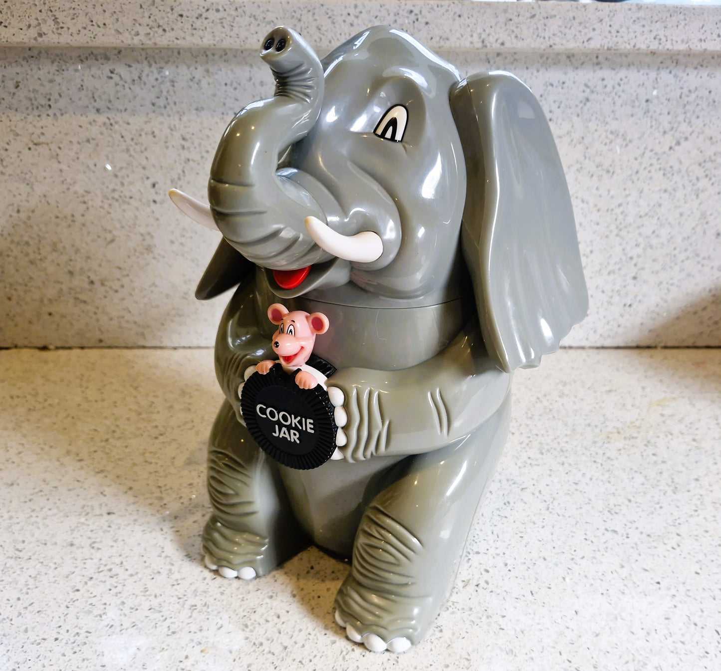 Vintage Elephant and Mouse Cookie Jar: Novelty,10 Inches, Fun da mentals, Talking Cookie Jar, A1 Condition