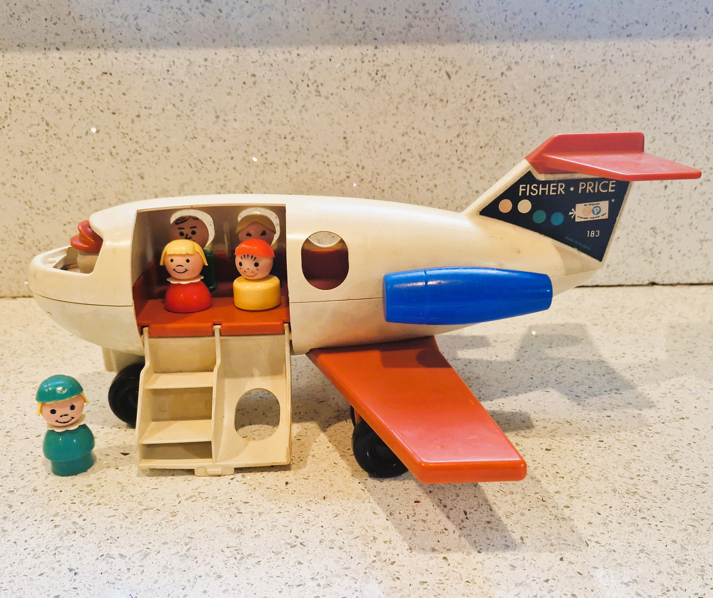 Vintage Fisher-Price Little People plane, 70s fisher price plane, with people